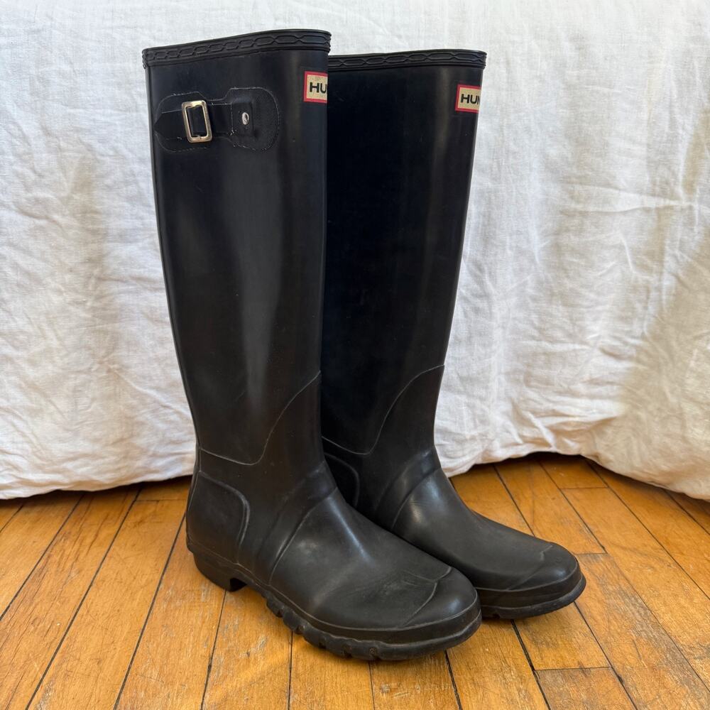 Hunter Original Tall Matte Black Rain Boot US 8M/9F EU 40/41 W23499 Strap